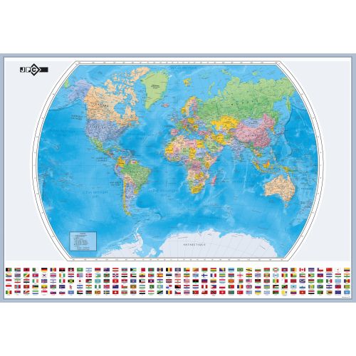 Carte murale du monde + drapeau 126x88cm