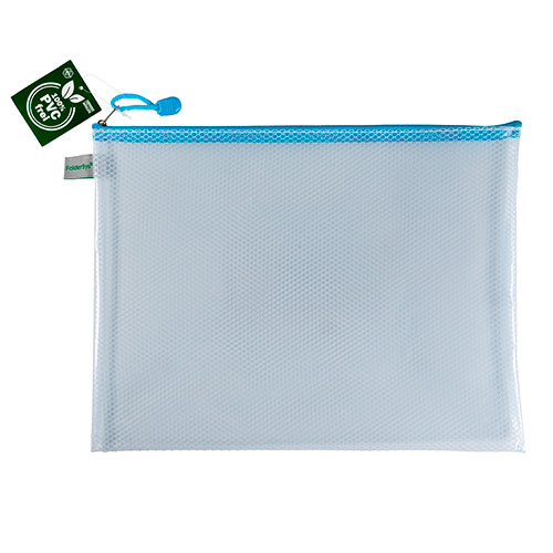 Pochette ZIP Foldersys sans PVC A4 - Pastel bleu