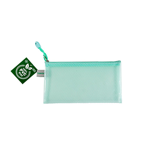 Pochette ZIP Foldersys sans PVC 12 x 22 cm - Vert pastel