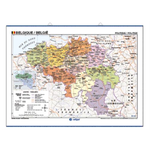 Carte murale plastifiée Belgique