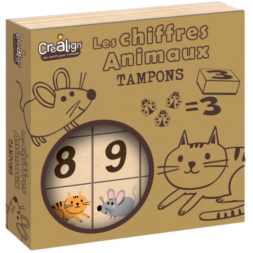 Coffret chiffre animaux 15 tampons
