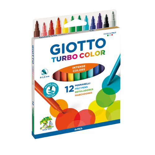 Marqueurs fin 12 couleurs ass Giotto