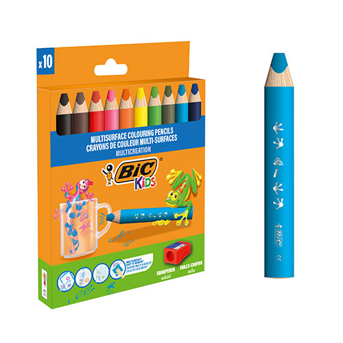 Crayon de couleur BIC Kids Multi-surface inclus taille-crayon 10 assorties