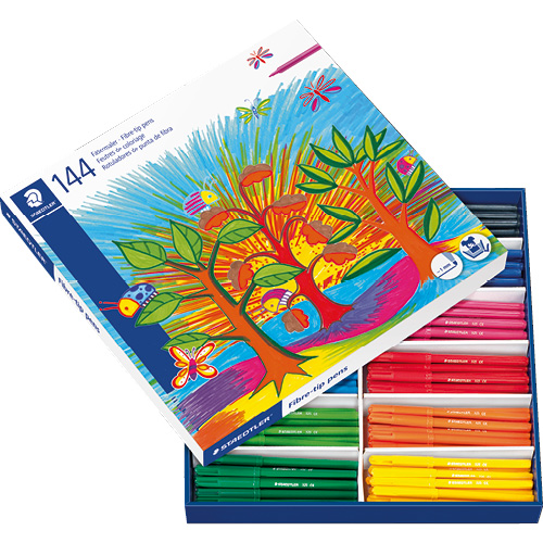 Classpack de 144 feutres pointe moyenne, couleurs assorties