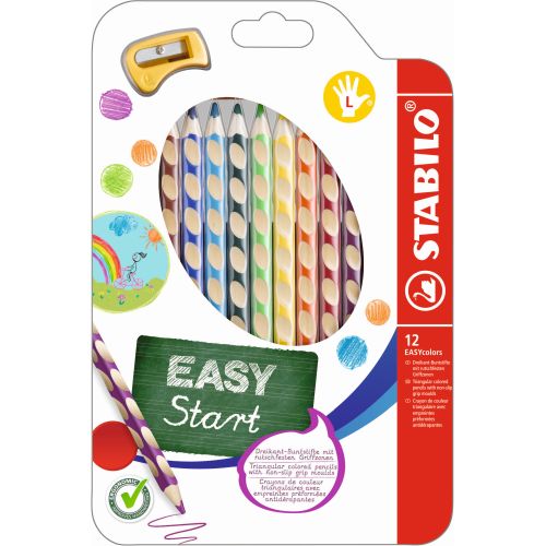 Crayon Easycolor Gaucher : Boite de 12 [Couleurs ass.]