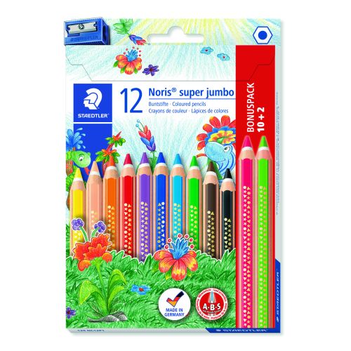Etui 12 crayons super Jumbo hexagonale + taille