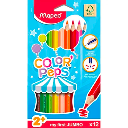 Crayon Jumbo Color Primo : Boite de 12 [Couleur ass.]