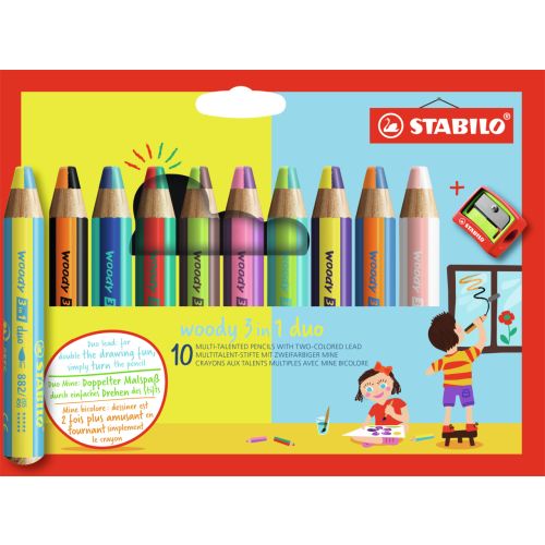 Crayon Stabilo woody duo 10 crayons t taille crayon