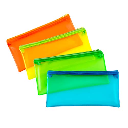 Trousse plate fluo translucide en pvc 22 x 11 cm