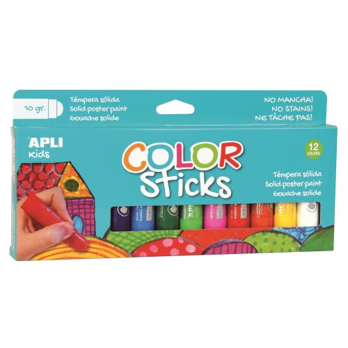 Gouache 12 Stick couleurs assorties