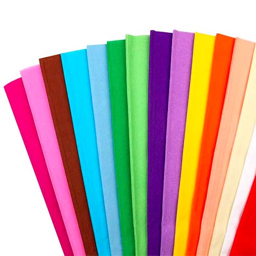 Papier crépon 15 feuilles pliées 40% au format 2x0,50m - Assortiment