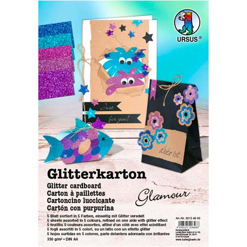 Cartons à Paillettes 23 x 33 cm - 5 coloris [Bleu/Mauve]