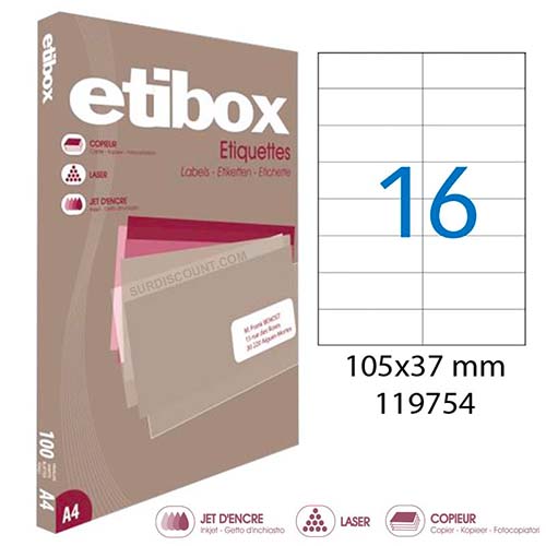 Boite De 1600 Étiquettes - Format 105X37mm - Etibox