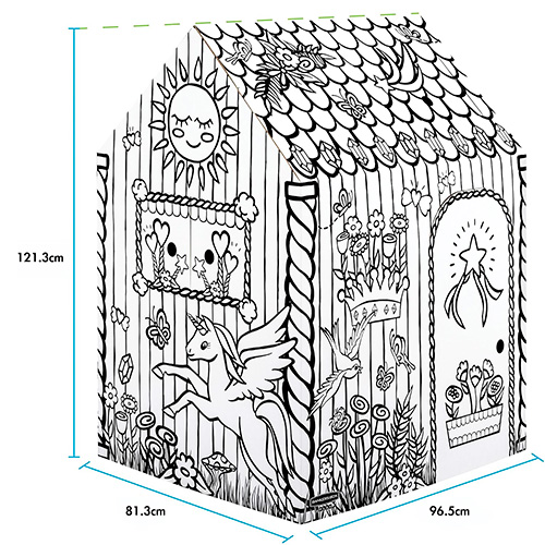 Jeu en carton pour enfants à colorier - 100% recyclable - Maison Friandise - Maison licornes