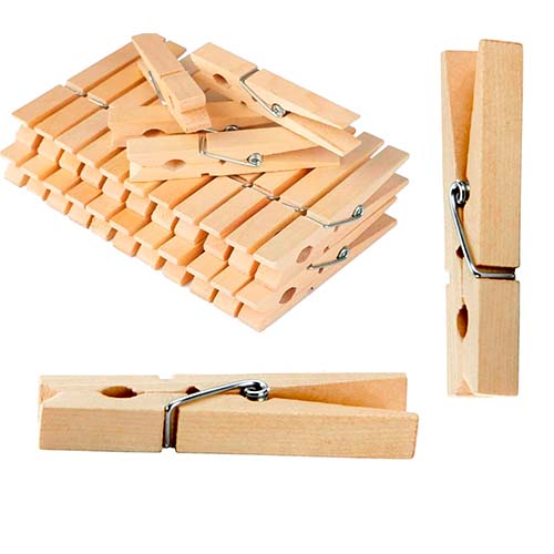 24 pinces à linge entières de 7 cm bois FSC