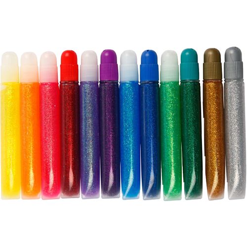 Colle pailletée : 12 couleurs ass. - 10 ml