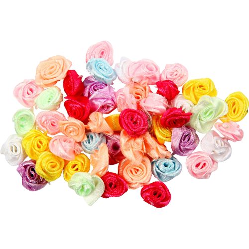 Mix de roses en satin : 50 ass. - 14-18 mm