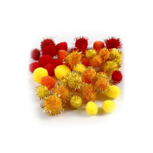 Pompons jaune rouge et orange