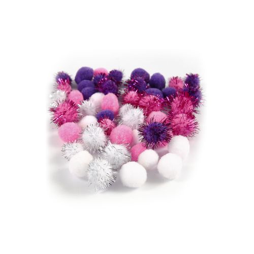 Pompons blanc violet rouge clair