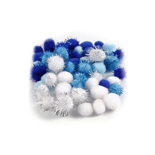 Pompons bleu clair bleu foncé et blanc