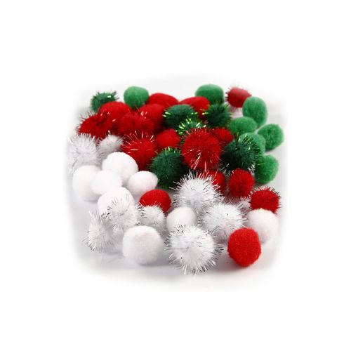 Pompons vert blanc et rouge