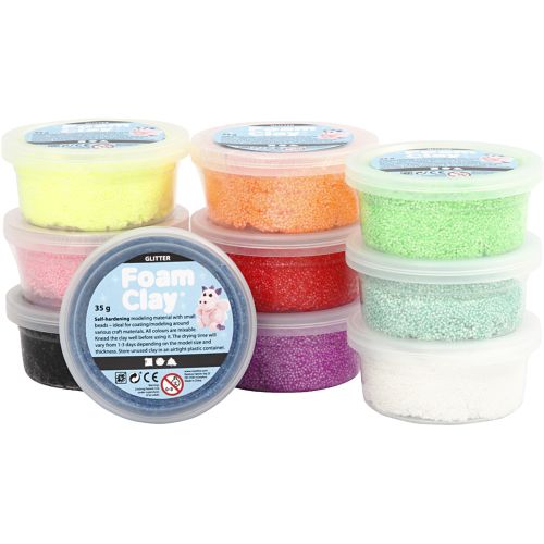 Foam clay10 pots de 35 g couleurs pailettes