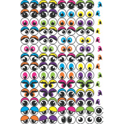 Yeux autocollants lot de 594 gommettes colorées