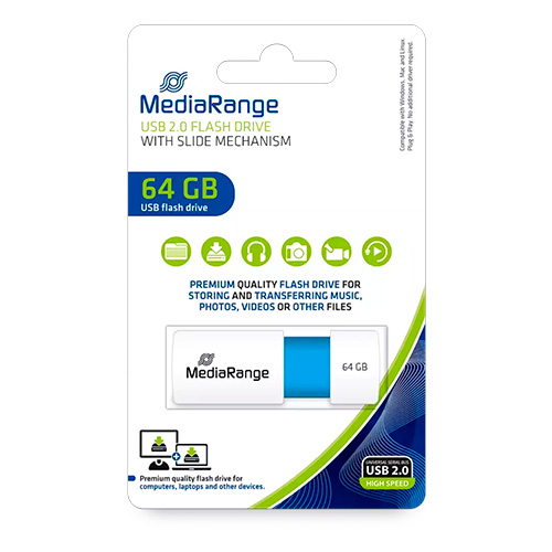 MediaRange Clé Usb Flash Drive Light Blue 2.0 - 64 Go
