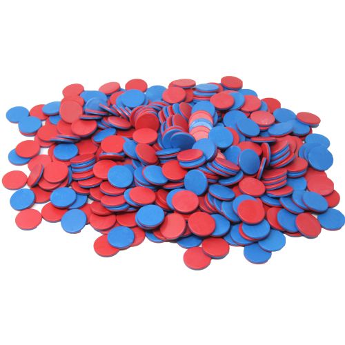 400 Jetons bicolores bleu/rouge dia 25mm
