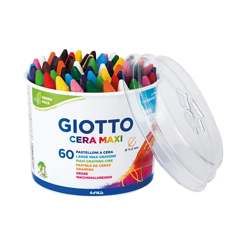 Giotto-waskrijt, Maxi-pot met 60 verschillende kleuren Giotto-waskrijt, Maxi-pot met 60 verschillende kleuren