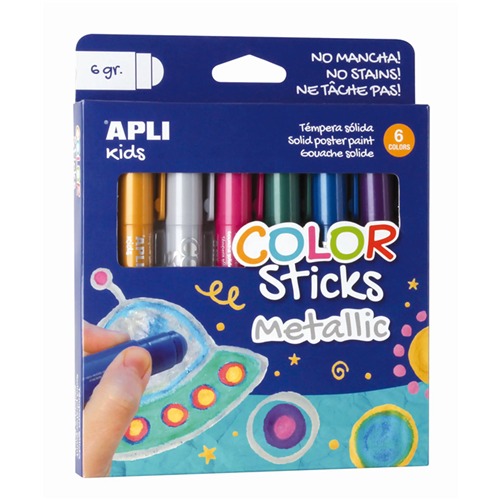 Gouache solide Color Sticks Apli Kids - Pack de 6 couleurs métalliques Gouache solide Color Sticks Apli Kids - Pack de 6 couleurs métalliques