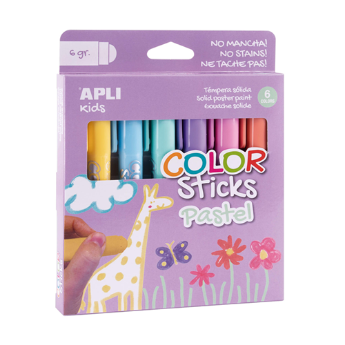 Gouache solide Color Sticks Apli Kids - Pack de 6 couleurs pastel Gouache solide Color Sticks Apli Kids - Pack de 6 couleurs pastel