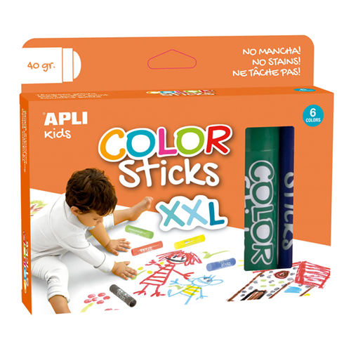 Gouache solide Color Sticks XXL Apli Kids - Pack de 6 Gouache solide Color Sticks XXL Apli Kids - Pack de 6