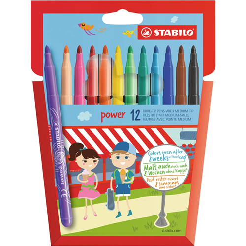 Kleurstiften Stabilo Power puntdikke 2 mm 12 kleuren Kleurstiften Stabilo Power puntdikke 2 mm 12 kleuren