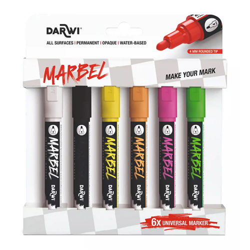 MARBEL Set de 6 Marqueurs Pointe Ronde Médium 4mm - Fluo MARBEL Set de 6 Marqueurs Pointe Ronde Médium 4mm - Fluo