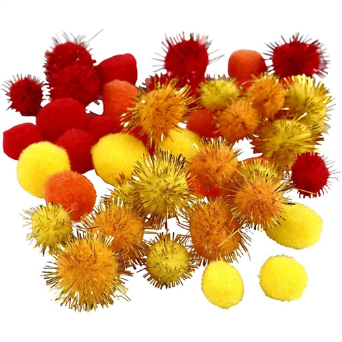 Pompons jaune/rouge/orange Pompons jaune/rouge/orange