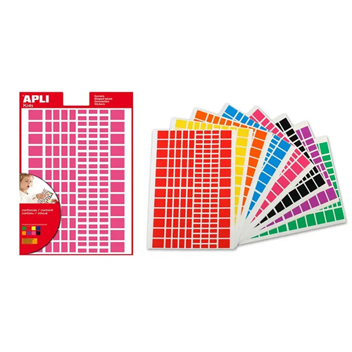 Rechthoekige zelfklevende stickers, 1870 stuks in diverse kleuren Rechthoekige zelfklevende stickers, 1870 stuks in diverse kleuren