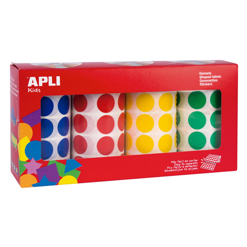 Ronde stickers, 7080 stuks, blauw-rood-groen-geel Ronde stickers, 7080 stuks, blauw-rood-groen-geel