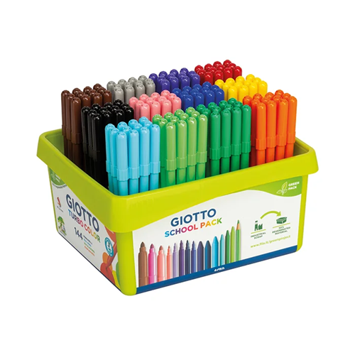 Schoolpack 144 fijne stiften met een punt van 2 mm van Giotto Turbo Color Schoolpack 144 fijne stiften met een punt van 2 mm van Giotto Turbo Color