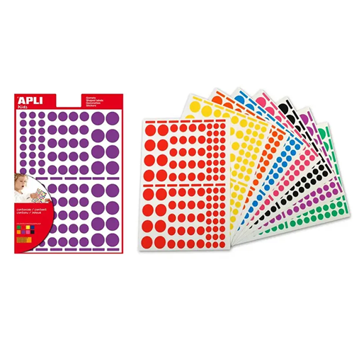 Zakje met 1872 ronde stickers in diverse kleuren Zakje met 1872 ronde stickers in diverse kleuren