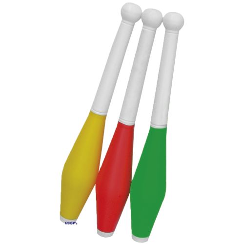 Quilles de jonglage 3 quilles rouge vert et jaune de 45 cm