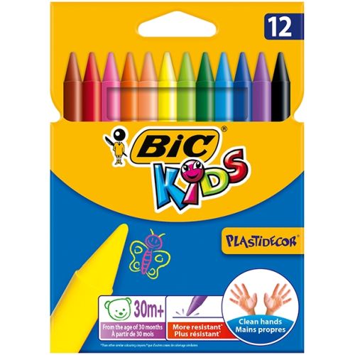 Crayon à la cire Plastidécor : Boite de 12 [Couleurs ass.]