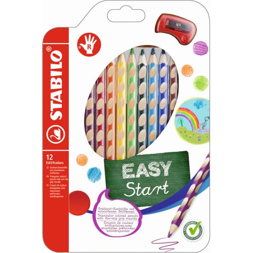 Crayon Easycolor Droitier : Boite de 12 [Couleurs ass.]