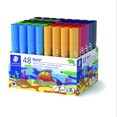48 Marqueurs Staedtler triangulaire pointe large 12 couleurs
