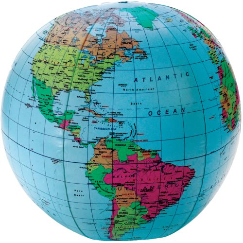 Globe terrestre gonflable pays et capitales