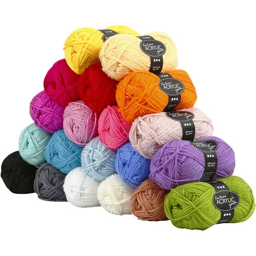 20 pelotes de laine acrylique de 50 g cass